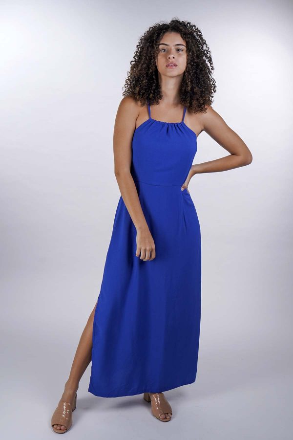 Vestido longo de alça regulável